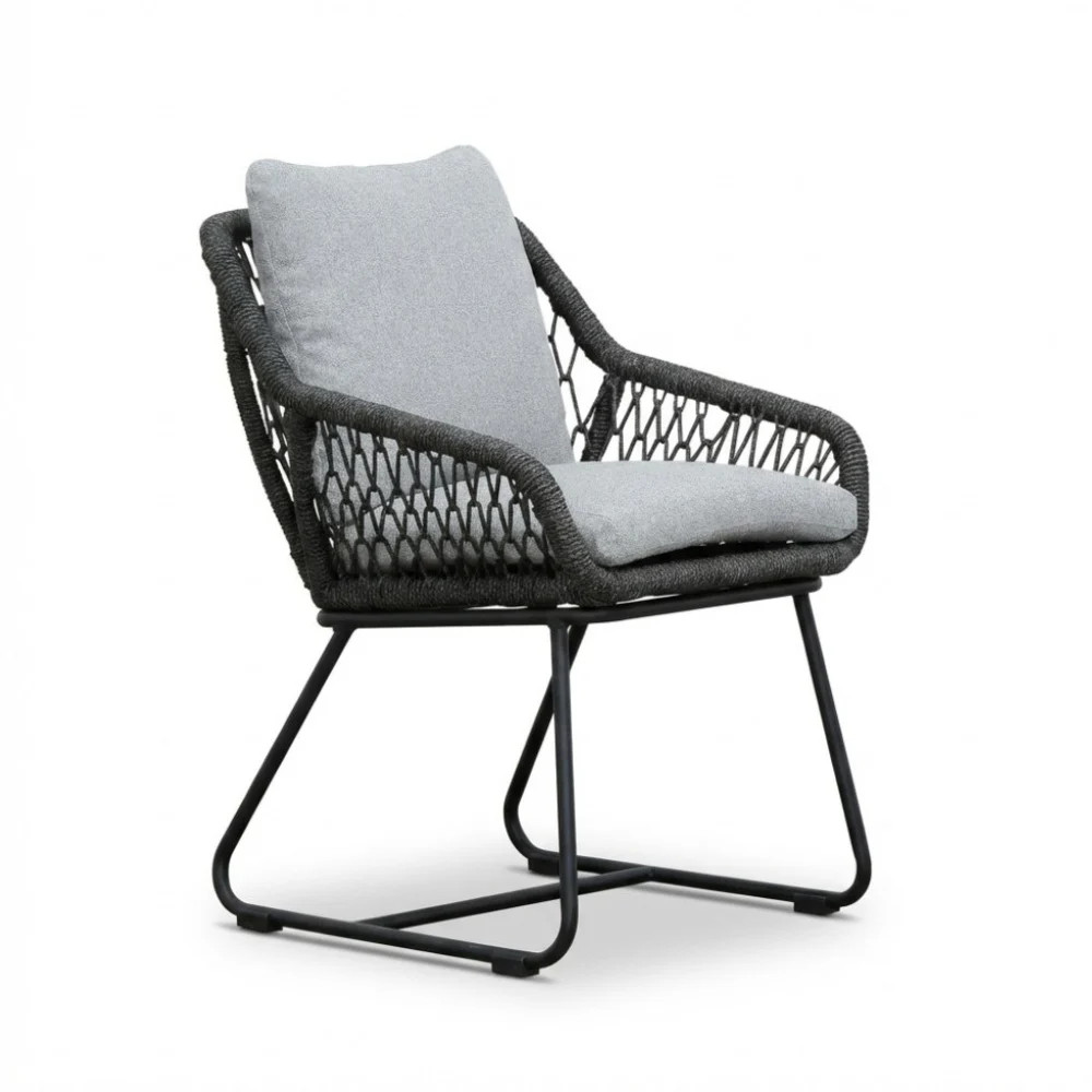 Portofino dining tuinstoel met touw en aluminium in Stone Grey