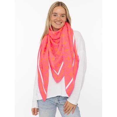 Dreieckstuch ZWILLINGSHERZ "Luxus Grafik", Damen, pink (pink orange), Strick, Materialmix, gemustert, mehrfarbig, Modetücher, Strick, farbenfrohes Muster, wärmend