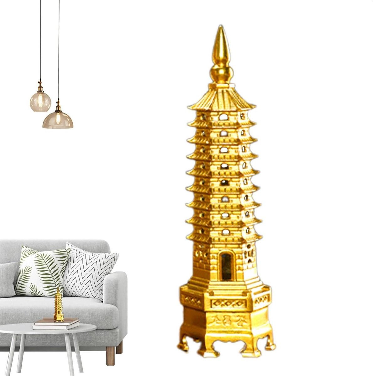 Elegant Goudkleurig Toren Standbeeld Decoratie - Hoogte: 9 cm