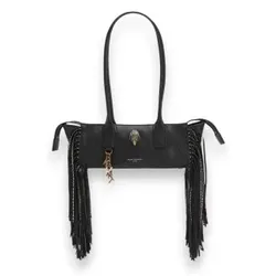 Kurt Geiger für Damen. 6056300109 Sloane Eastwest Schultertasche mit Fransen, schwarz (OSFA), Lässig, Leder