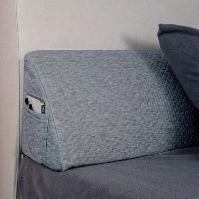 Uplifted Goods Memory Foam Bed Gap Filler Wedge Pillow With Side Pockets dark Grey 16x26x137cm