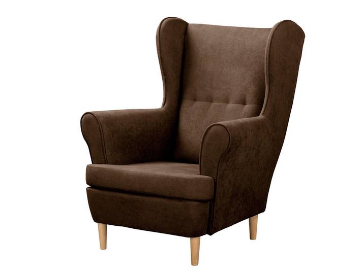 P & B Ohrensessel Scandi, Dunkelbraun, Holz, Buche, 87x105x90 cm, Made in EU, Made in Europe, FSC 100%, Wohnzimmer, Sessel, Ohrensessel