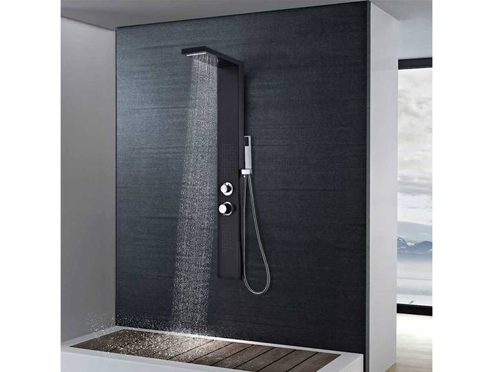 vidaXL Duschpaneel-System Aluminium Mattschwarz