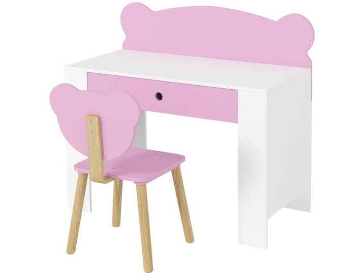 MIBODE Kindertisch Kinderschreibtisch Set mit Schublade, Bärenform, Tisch & Stuhl