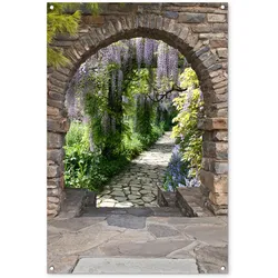 GARTENPOSTER Wald - Aussicht - Steine - Weg Outdoor Bilder 80x120 cm