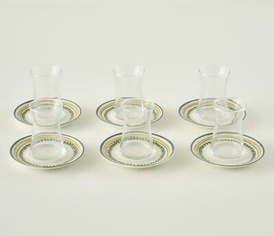 Depera Home Lemoncello Tea Glass Set with Saucers (6-Piece) - 5 in diameter