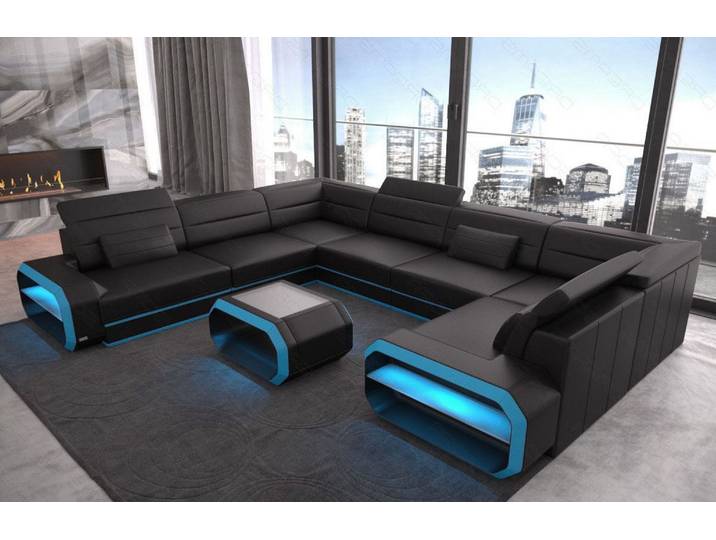 Wohnlandschaft Verona U-Form aus Leder