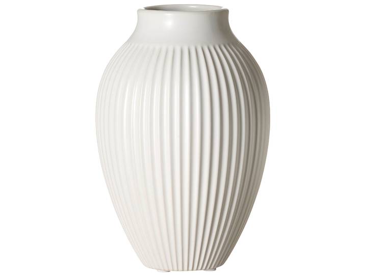 Tischvase RITZENHOFF & BREKER Vase Alsta, 13/13/19 cm, Weiss, Grau oder Beige, bauchige Vase , weiß, B:13cm H:19cm T:13cm Ø:13cm, Steingut, Vasen, Tischvase, mit feiner Rillenstruktur