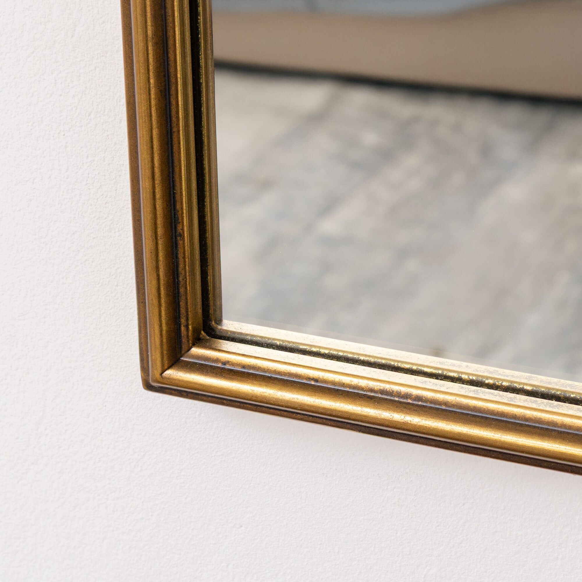 Gold Arched Metal Framed Wall Mirror - 60cm x 50cm Wood, Metal, Glass
