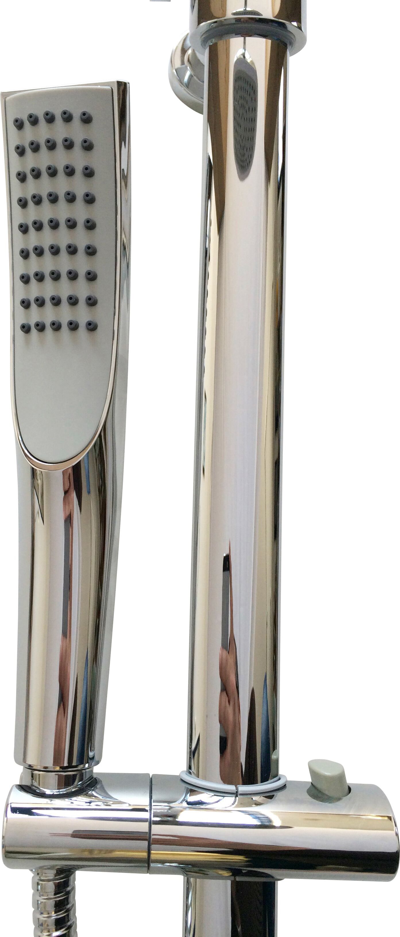 Duschsystem ADOB "Wellness", grau (chromfarben), T:50cm, Kunststoff, Messing, Brausegarnituren, Duschsystem, mit integrierter Thermostatarmatur chromfarben Einheitsgröße