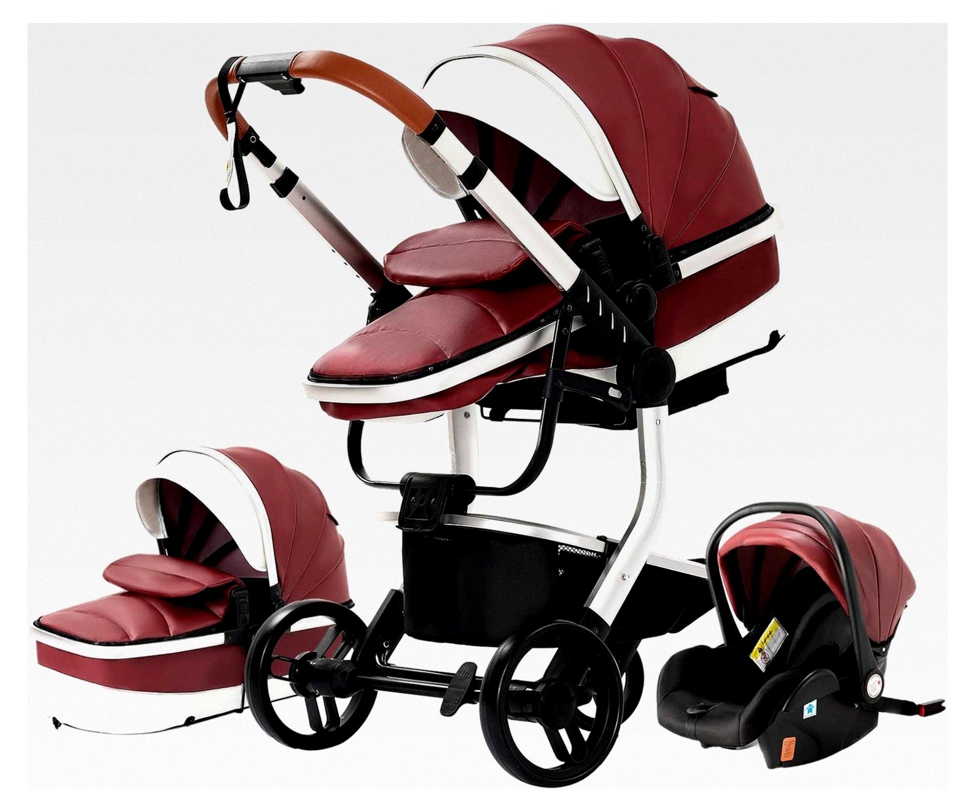 3 in 1 Kombikinderwagen Tragbarer Faltbarer Kinderwagen Aluminiumrahmen Hohe Landschaft Auto für geborene