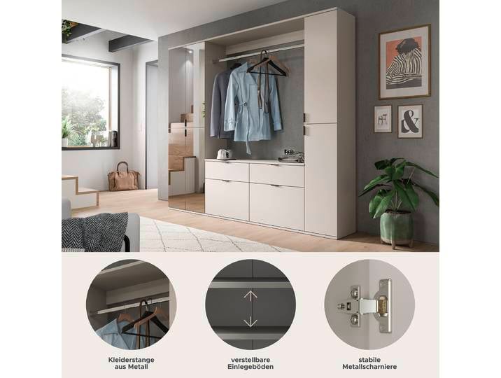 Ensemble de rangement 5 pièces 212cm Beige/Cachemire