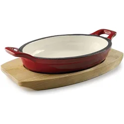 Lacor Magma Kasserolle oval rot 22x15cm H8cm, Pfanne + Kochtopf, Rot, Weiss