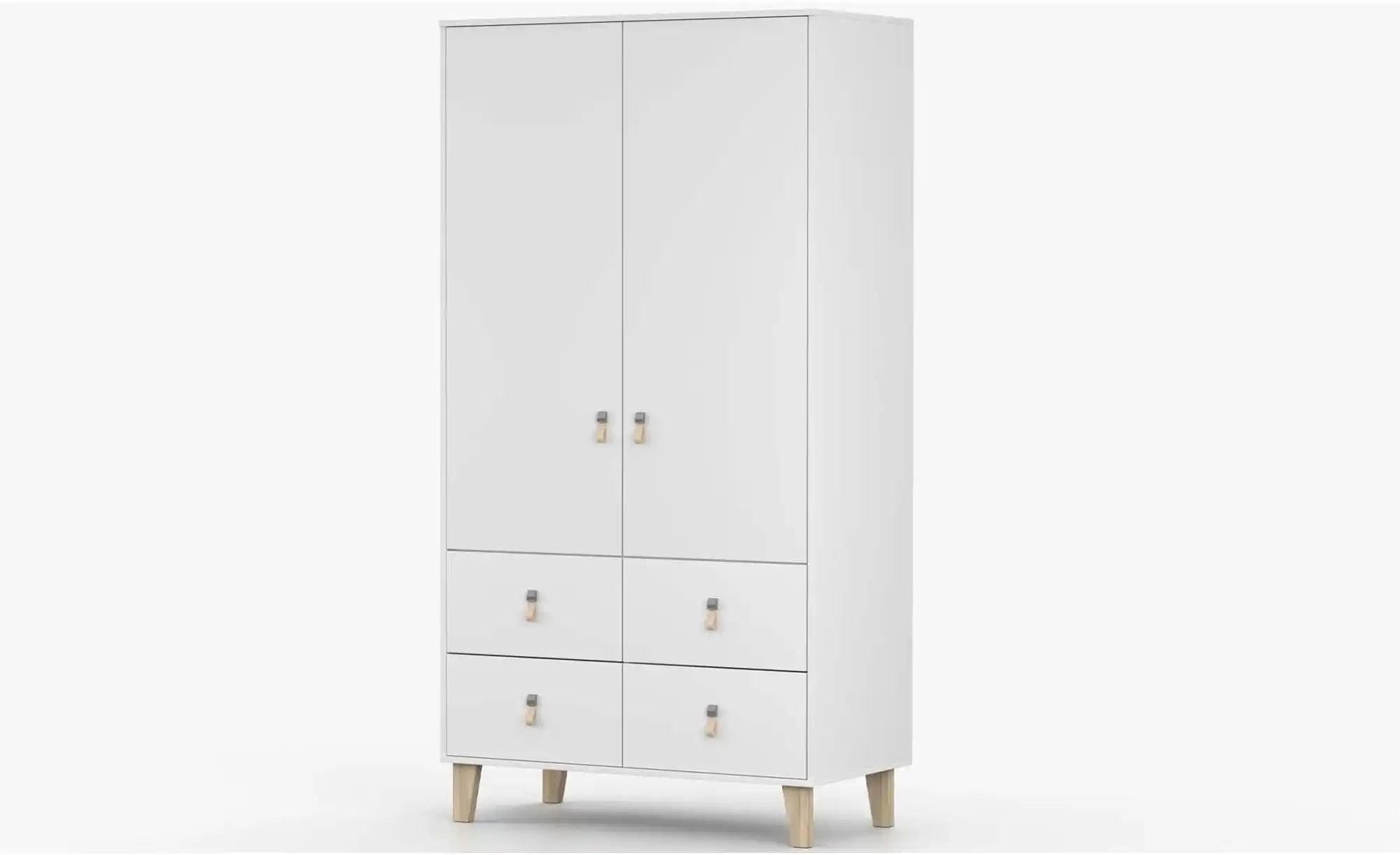 Höffner Drehtürenschrank mit Einlegeböden Frimley ¦ weiß ¦ Maße (cm): B: 105 H: 201,5