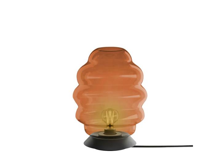 s.luce Tischlampe Echos Braun Ø 25cm, Glas, Oval, E27, 25x31x25 cm, Lampen & Leuchten, Innenbeleuchtung, Tischlampen