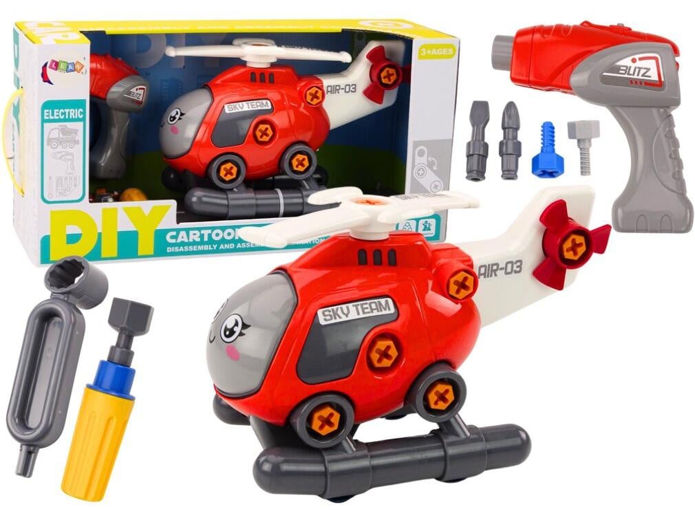 Lean Toys Diy Cartoon Helikopter Rood Draaien