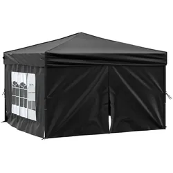 vidaXL Partyzelt Faltbar mit Seitenwänden Schwarz 3x3 m
