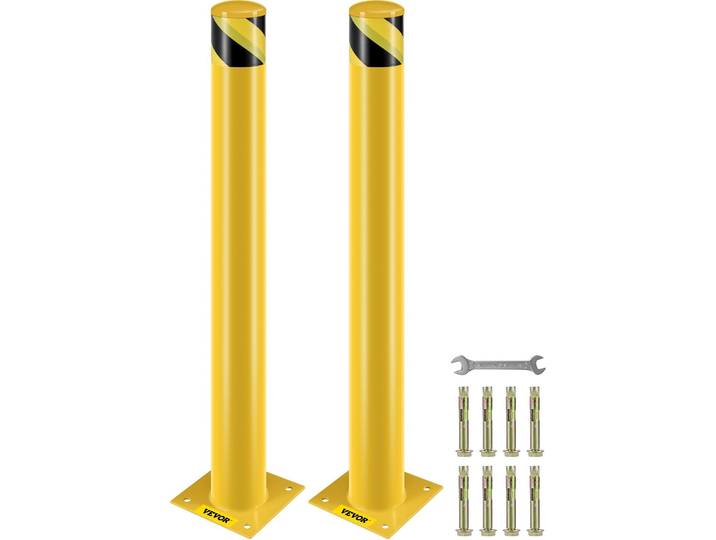VEVOR 2 pcs. 107 cm Borne de sécurité pour parking Poteau de barrière de parking\, 20 x 20 cm Poteau de barrière de parking\, Poteau de parking Tube de route de circulation Barre\, Convient pour l'intérieur et l'extérieur\, les parkings