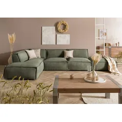 Ecksofa inkl. Hocker 285x220x79 Polyester grün RAVENNA