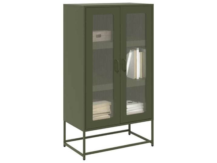 Vert Buffet haut vert olive 68x39x123 cm acier - Meuble Rangement LV37256
