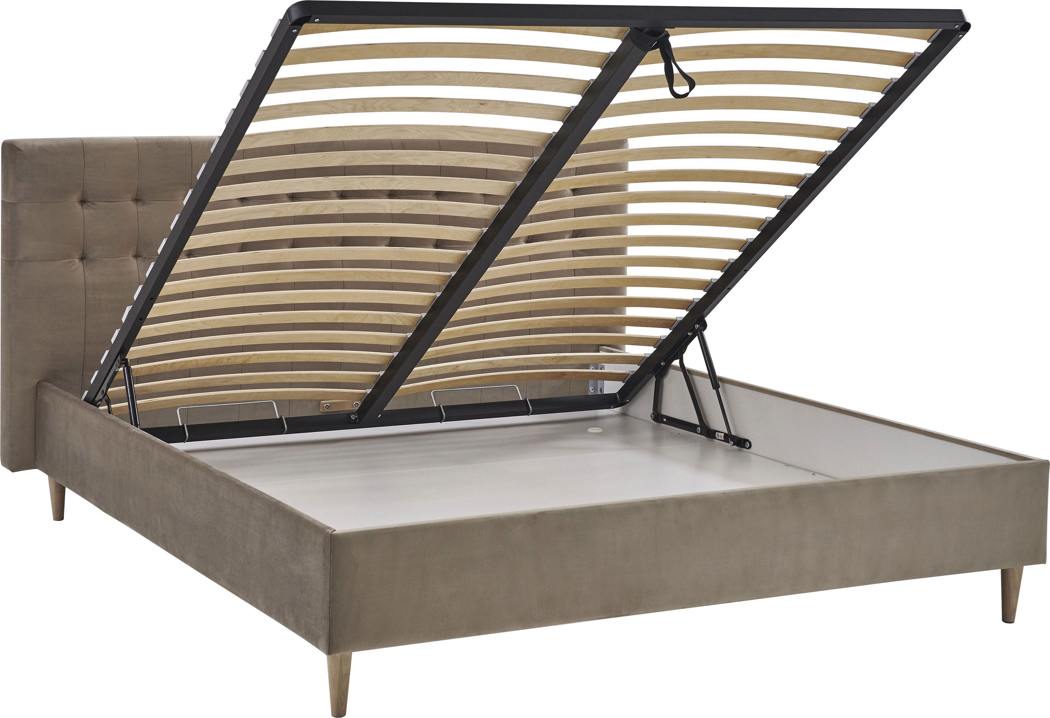 ATLANTIC home collection "Veronika" mit Bettkasten und Lattenrost taupe Liegefläche Länge B: 200cm x 140cm, wahlweisemit Matratze, Höhe Bett: 107cm, ohne Matratze