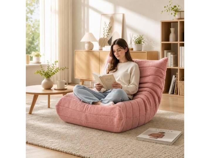 Fauteuil compressé Canapé togo Fauteuil de Sol Paresseux confortable pour Salon Chambre ou Bureau – 86x65x75cm velours rose