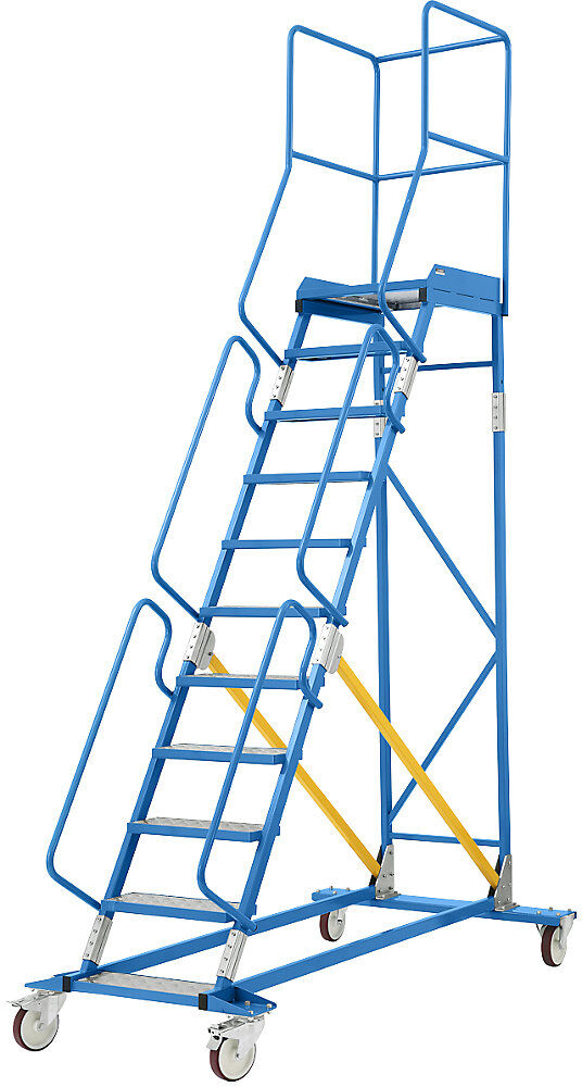 Mobile Podestleiter, Alu-Stufeneinlagen, 11 Stufen eurokraft pro