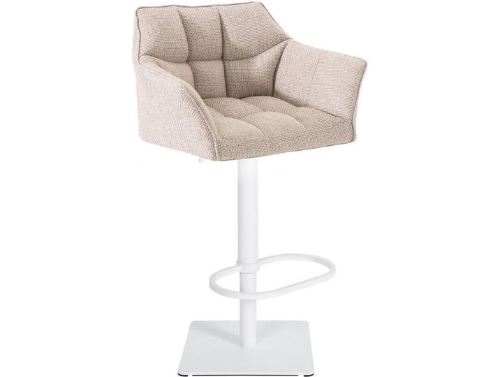 CLP Barhocker Stoff Elfenbein, Beige, Metall, 64x88x45 cm, Esszimmer, Barmöbel, Barhocker