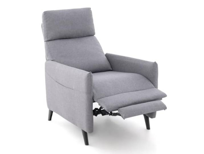 Helloshop26 Sessel, neigbar, 80 x 68 x 104,5 cm, verstellbare Rückenlehne und Fußstütze, moderner Stil, Leinen, Hellgrau, 20_0020861