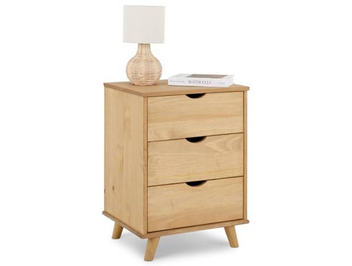 IDIMEX Nachttisch Jalisco mit 3 Schubladen, gebeizt/gewachst – Nachtkommode aus Kiefer Massivholz, skandinavisches Design mit konisch geformten Holzfüßen, Stauraum für Schlafzimmer & Kleinmöbel
