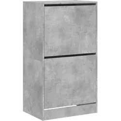 Helloshop26 - Schuhschrank Schuhaufbewahrung Möbel für Eingangsbereich/Flur/Wohnzimmer 2 Klappschubladen Betongrau 02_0021341