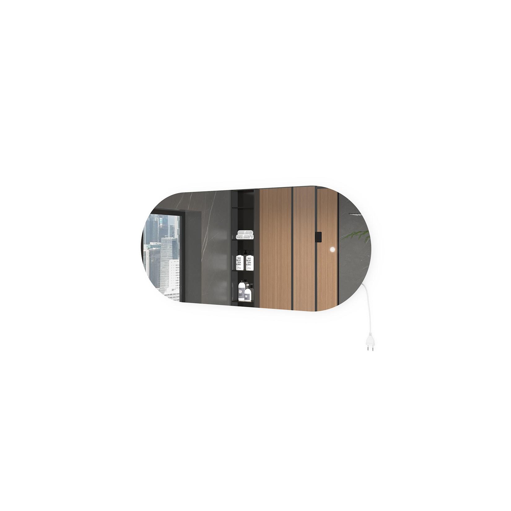 Vicco LED-Spiegel 110 x 50 cm, Wandspiegel zum Aufhängen, oval modern rahmenlos