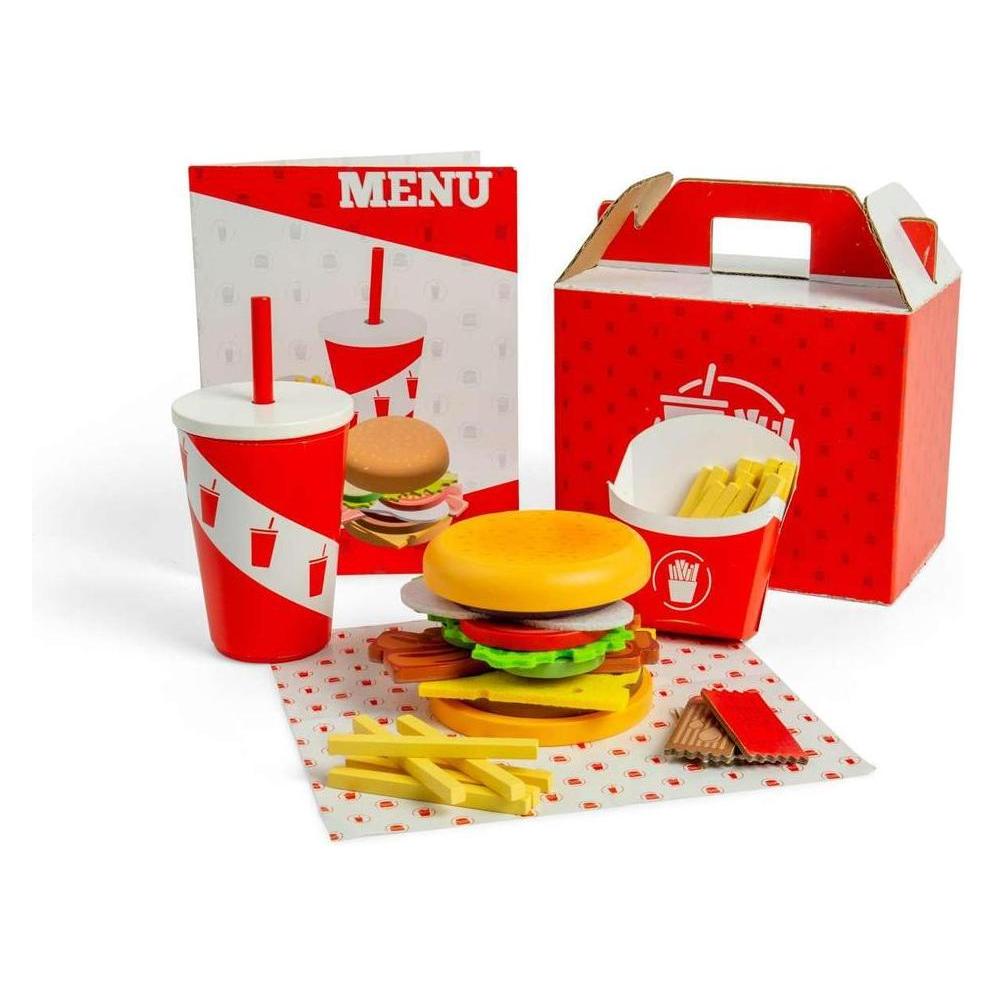 Bigjigs Burger- und Pommes-Set aus Holz, 48-tlg. (BJ37024)