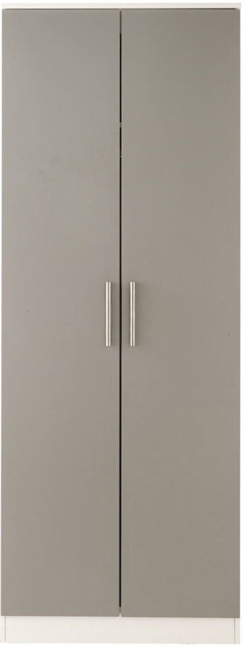 Ebern Designs Fully Assembled 2 Door Wardrobe Grey/White Matt Veneer 182.5cm H X 74cm W X 53cm D