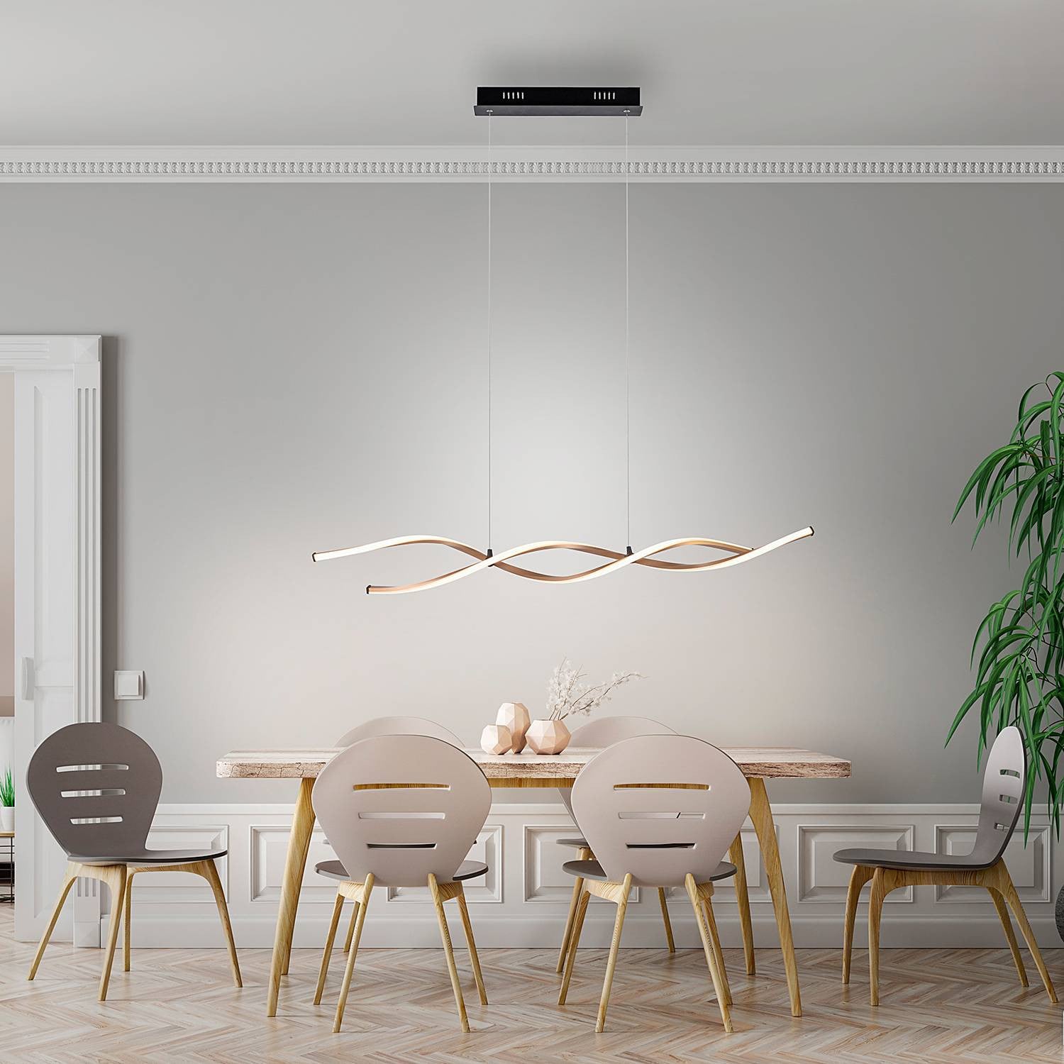 Paul Neuhaus Polina Design LED-hanglamp zwart/goud/messing 105 cm