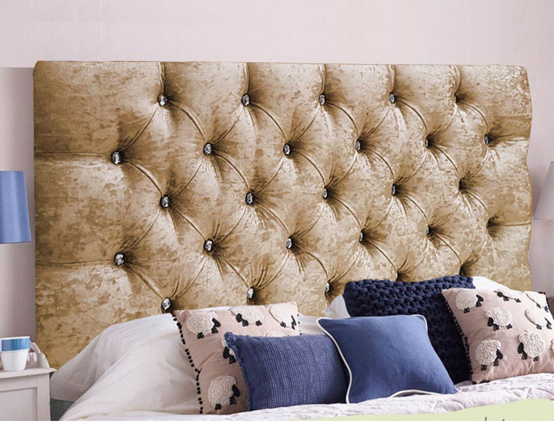 Rosdorf Park Esters Upholstered Headboard Velvet/Gold Single (3')