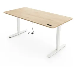 Yaasa Desk Pro, 140x80 cm, Eiche hell/Weiß - Höhenverstellbarer Schreibtisch