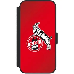 Nivocase Klapphülle für Apple iPhone 14 Handyhülle aus Kunst Leder NIVOflip schwarz 1. FC Köln EffZeh (Apple iPhone 14), Smartphone Hülle, Schwarz