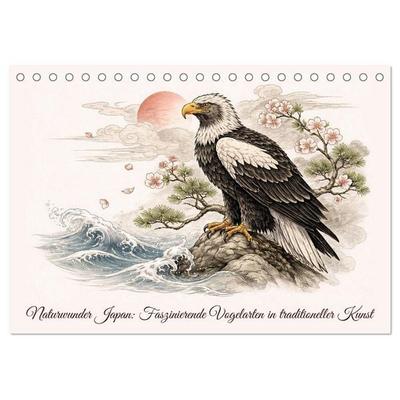 Naturwunder Japan: Faszinierende Vogelarten in traditioneller Kunst (Tischkalender 2027 DIN A5 quer), CALVENDO Monatskalender