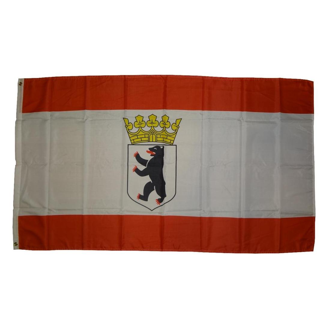trends4cents Flagge Berlin Bär mit Krone 250 x 150 cm Fahne mit 3 Ösen 100g/m² Stoffgewicht Hissen (250 x 150 cm) (32205249)