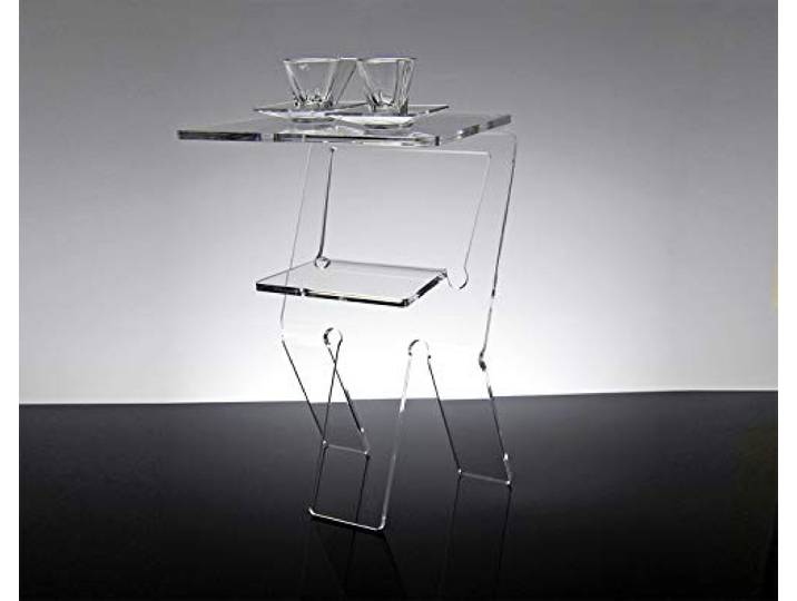 Slato Nachttisch, modernes Design, aus Acryl, transparent, groß, 33 x 28 x 49 cm.