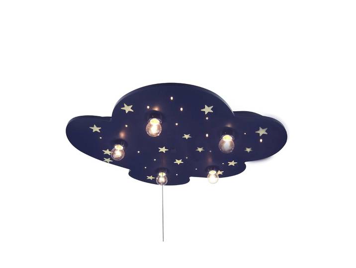 Niermann Standby Deckenlampe WOLKE, blau, für Kinderzimmer, Holz, Deckenlampe