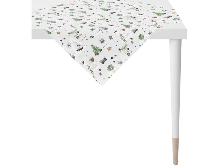 Mitteldecke APELT 3710 , weiss (grün, weiß), B:88cm L:88cm, Baumwolle, Polyester, Tischdecken, Mitteldecke