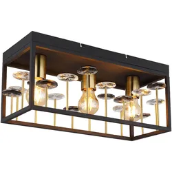 LED Deckenlampe Deckenleuchte Wohnzimmerlampe 3-flammig schwarz goldfarben L45cm