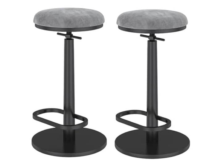 VNCdfhETs Barstuhl Höhenverstellbare Hockerstühle 2er-Set Barhocker Drehbare Hochhocker Ohne Rückenlehne Flanell Barstuhl Barhocker(Grey)