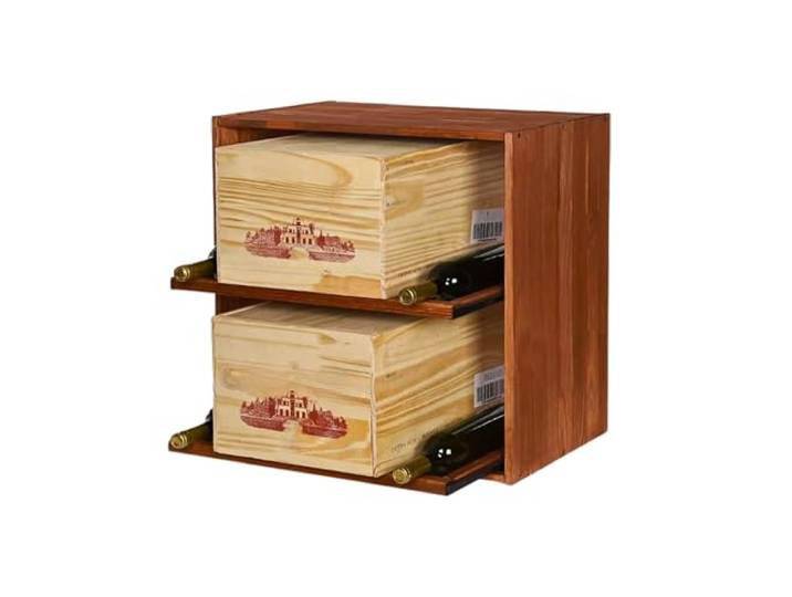 PROREGAL Modulares Weinregal VINCELLAR MOD HxBxT 60x60x30cm Modul für 12 Flaschen oder Weinkisten mit ausziehbaren Ebenen Massives Kiefernholz Braun geölt Weinhalter Flaschenregal