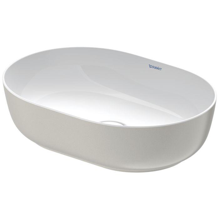 Duravit Luv Aufsatz-Waschtisch 0379502300 50x35cm, geschliffen, ohne Überlauf, ohne Hahnlochbank, weiß/grau seidenmatt