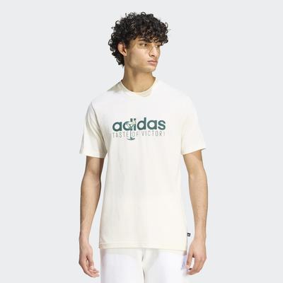 T-Shirt ADIDAS SPORTSWEAR "TASTE OF VICTORY DRINK GRAPHIC", Herren, Gr. XXL, beige (sanftes weiß), Obermaterial: 100% Baumwolle, normal, Rundhals, Shirts T-Shirt, mit gummiertem Siebdruck, aus Baumwolle, reguläre Passform