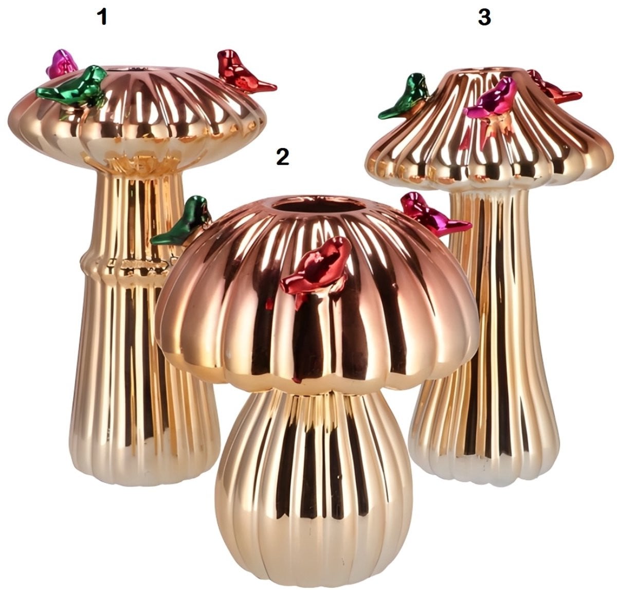 Daan Kromhout Design Vogelvaas Paddenstoel Goud Hoogte: 25 cm, Diameter: 16 cm