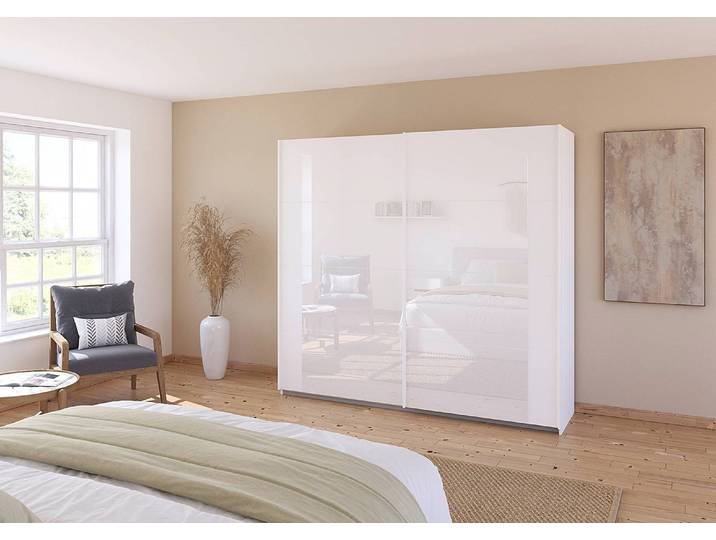 Schwebetürenschrank Artemis 226cm Weiß/Weiß/Alpinweiß